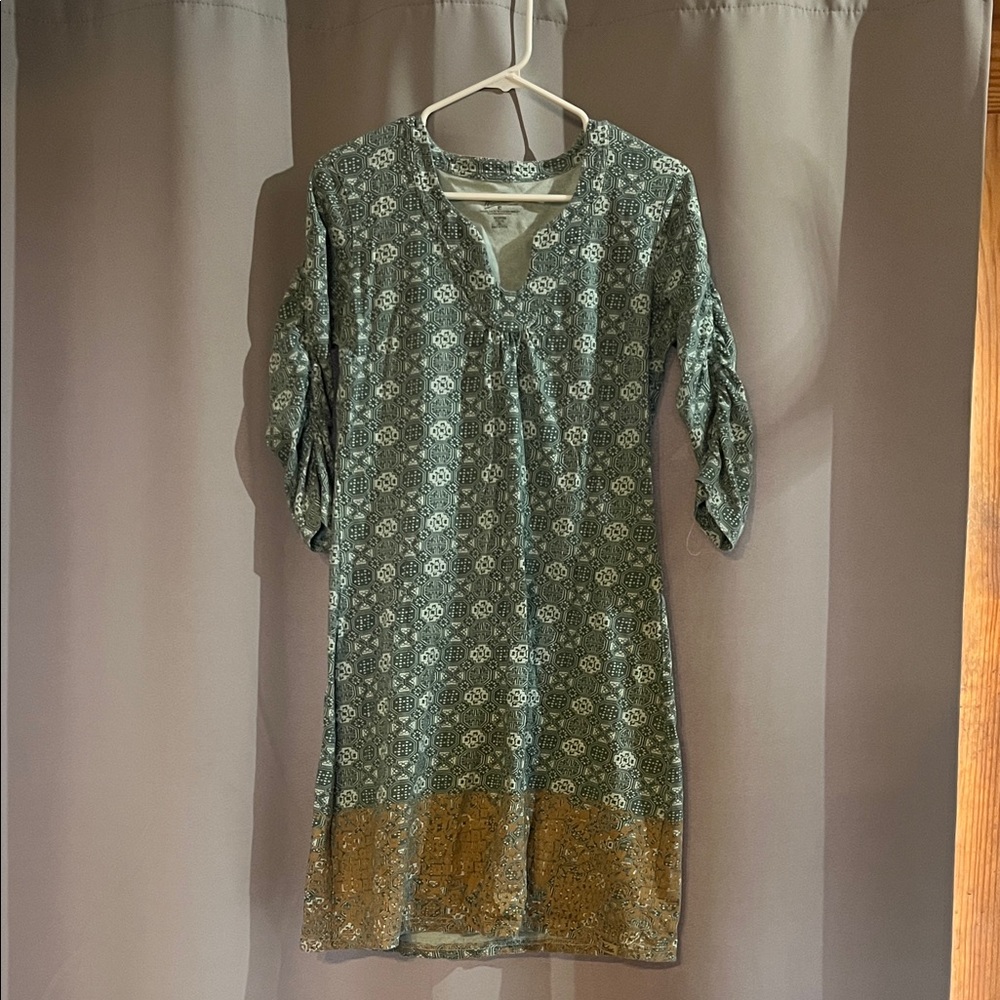 Woolrich Green and Gold Long Sleeve Dress